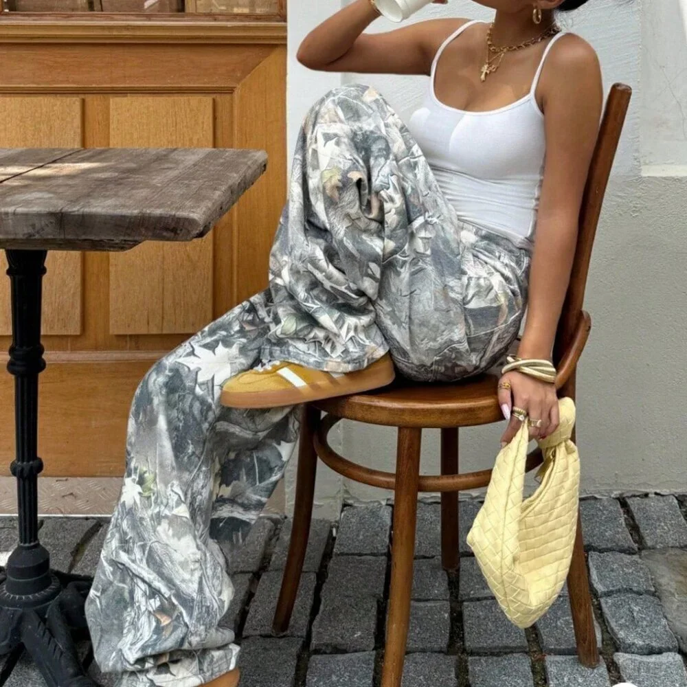 Multicolor Casual Women's Streetwear Camo Jeans